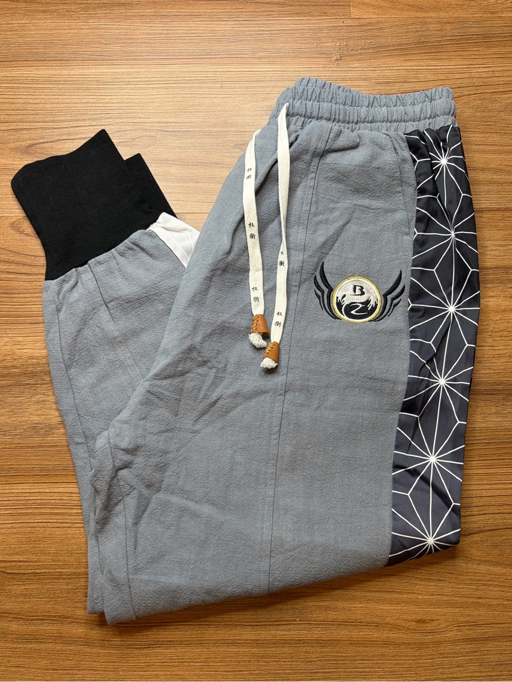 Black Zen Unisex Asanoha Harem Festival Pants Size M
